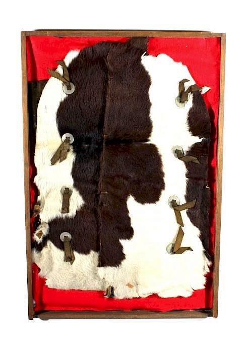 Appraisal: Framed Montana Cowhide Concho Cowboy Chaps The lot features a