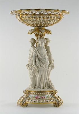 Appraisal: A large Minton centrepiece the stem modelled with a Parian