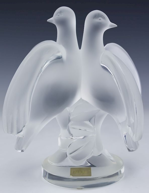 Appraisal: Lalique French Crystal PAIR Figural Art Sculptures Lalique French crystal