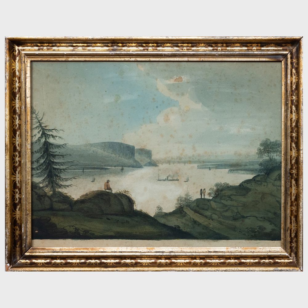 Appraisal: American School Tappan Bay Hudson River Watercolor on paper unsigned