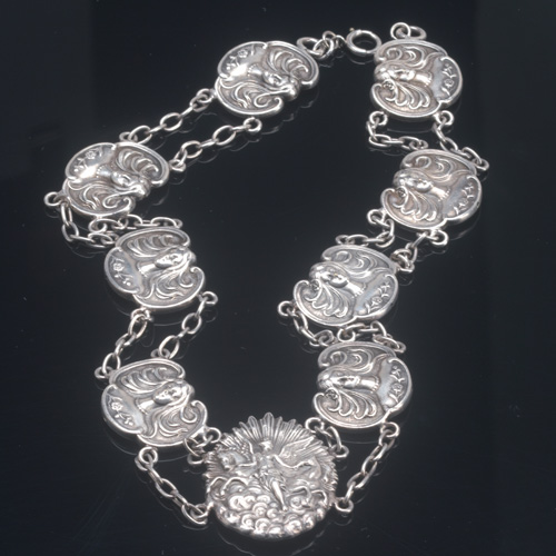 Appraisal: Fishel Nessler Co Art Nouveau silver necklace ca Comprising eight