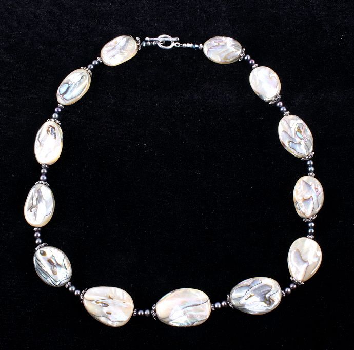 Appraisal: Sterling Silver Abalone Shell Necklace Included in this lot is