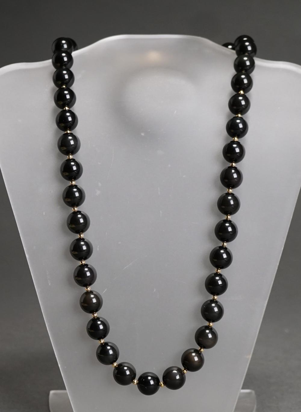 Appraisal: GOLD FILLED AND BLACK ONYX BEAD NECKLACE L INGold Filled