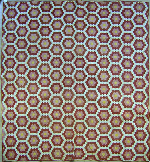 Appraisal: Pieced honeycomb quilt x ca