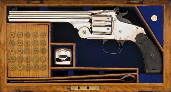 Appraisal: A cased Smith amp Wesson No Target revolverBritish proofed Serial