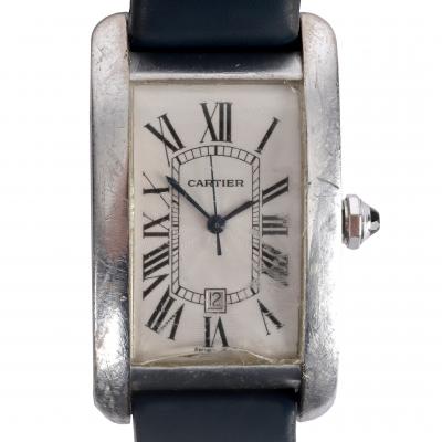 Appraisal: A gentleman's ct white gold cased Cartier Tank Am ricaine