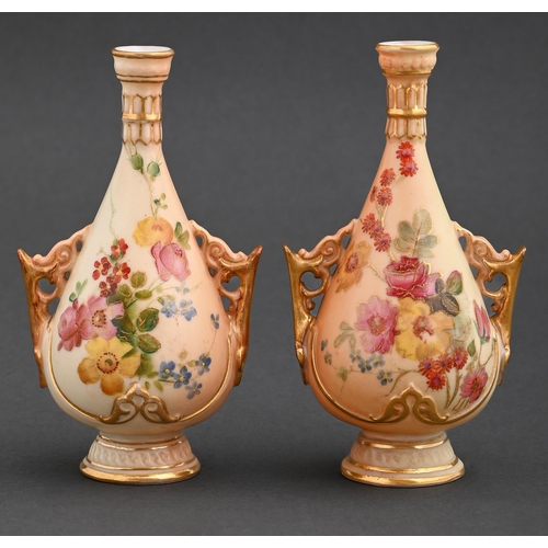 Appraisal: Two Royal Worcester vases and circa with pierced handles printed