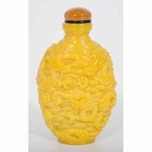 Appraisal: Chinese Yellow Peking Glass Snuff Bottle Chinese a yellow Peking