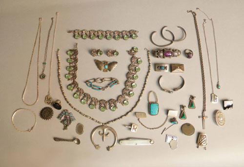 Appraisal: Group of Native American and Mexican sterling jewelry