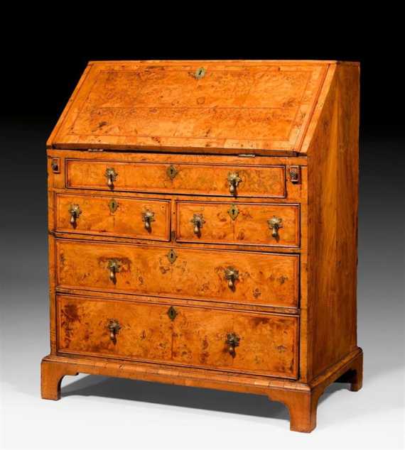 Appraisal: BUREAU CABINET George III England circa Light walnut and burlwood