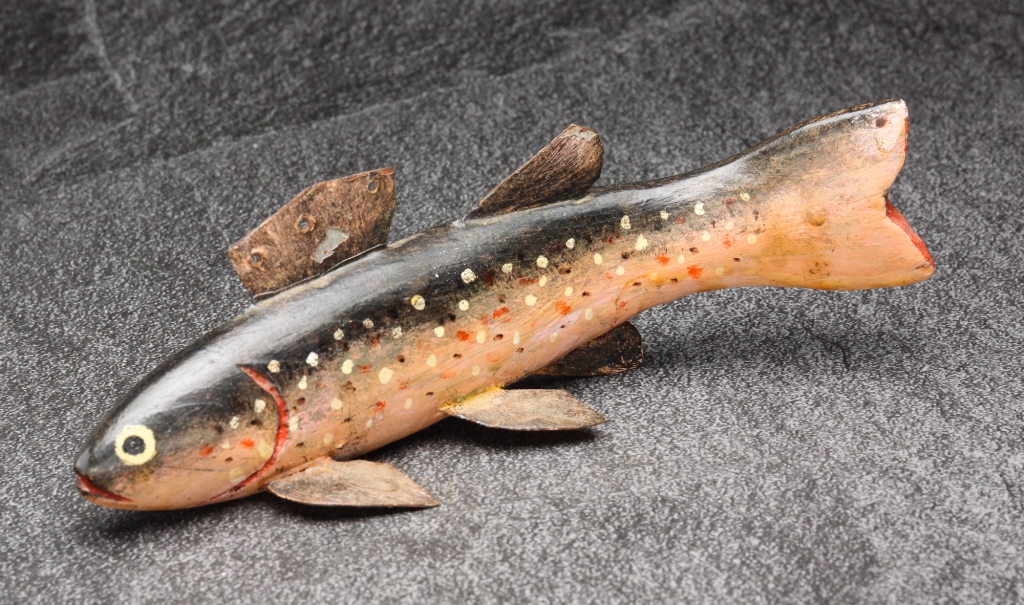 Appraisal: First half th century Rainbow Trout carved wood and tin