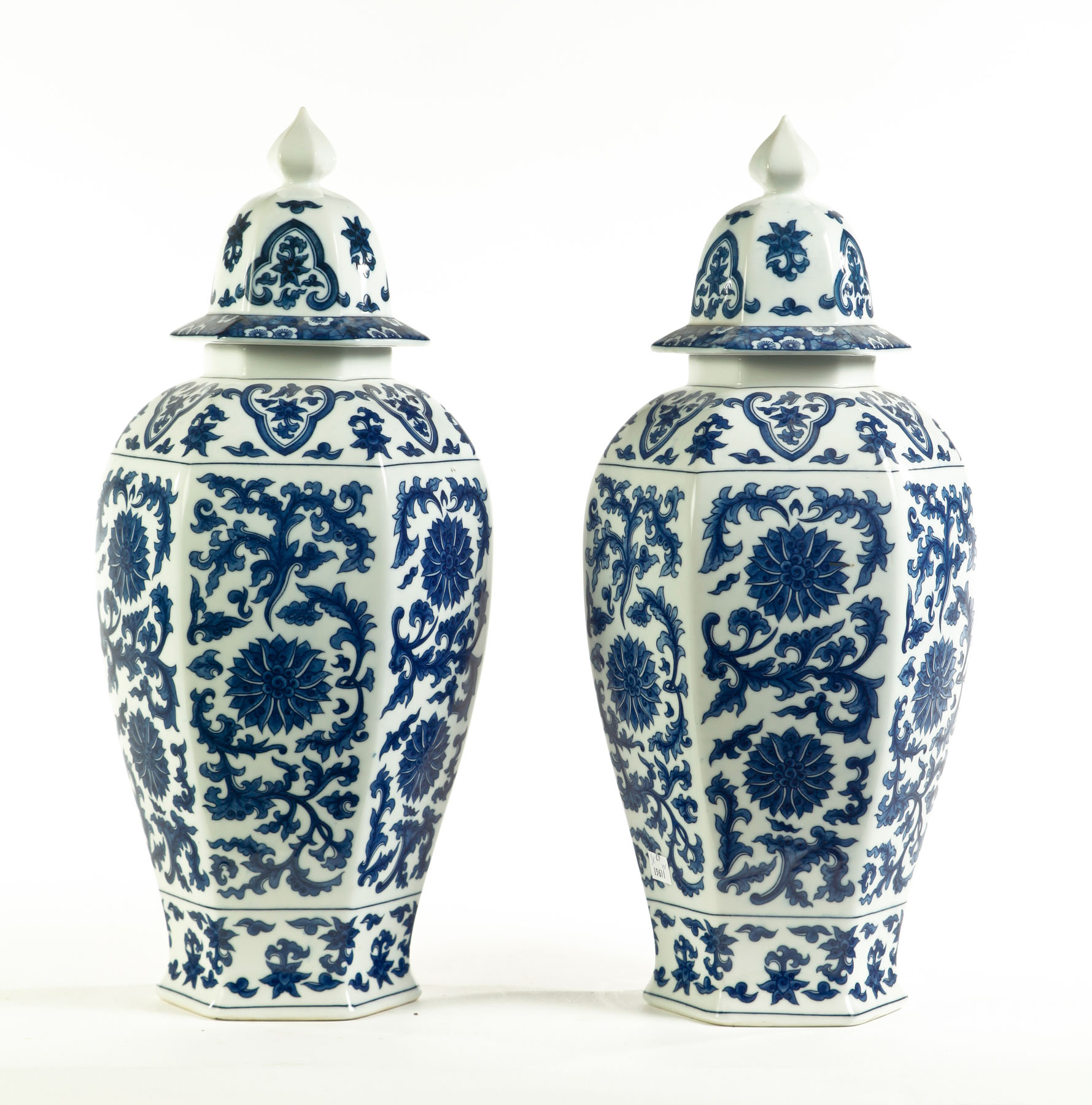 Appraisal: PAIR OF TEMPLE JARS Asian th century Pair of blue