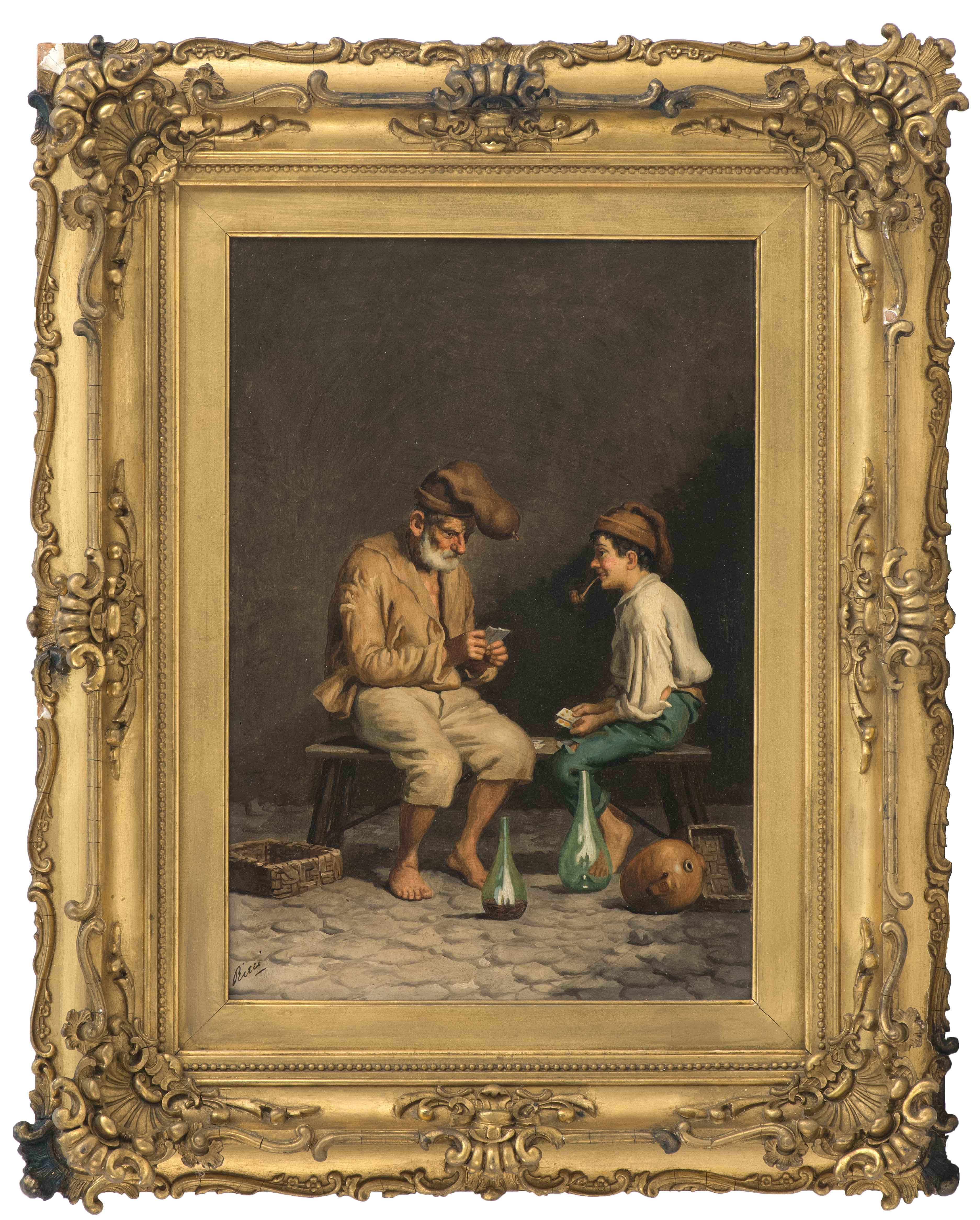 Appraisal: ITALIAN SCHOOLLate th CenturyGenre scene with a man and boy