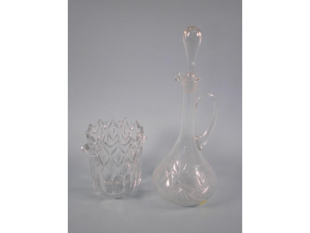 Appraisal: A cut glass claret jug and stopper and a moulded