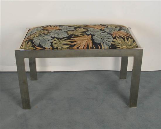 Appraisal: Chrome Flat Bar Bench w Upholstered Seat H L D