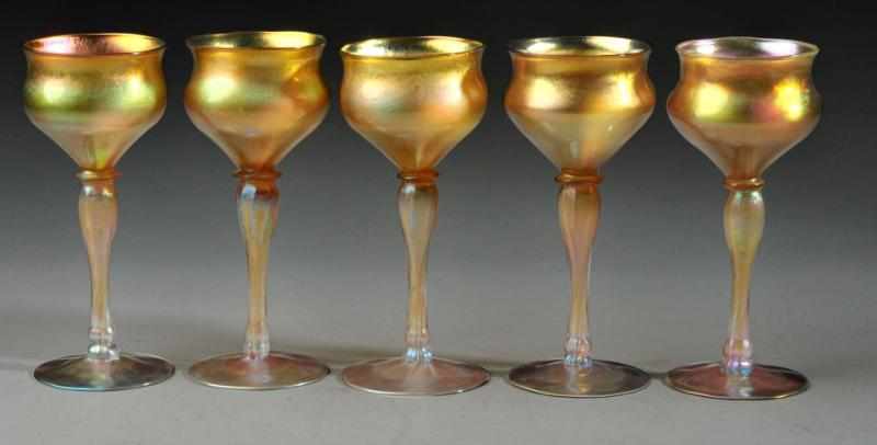 Appraisal: Lot of Long Stemmed Tiffany Wine Glasses Description Signed L