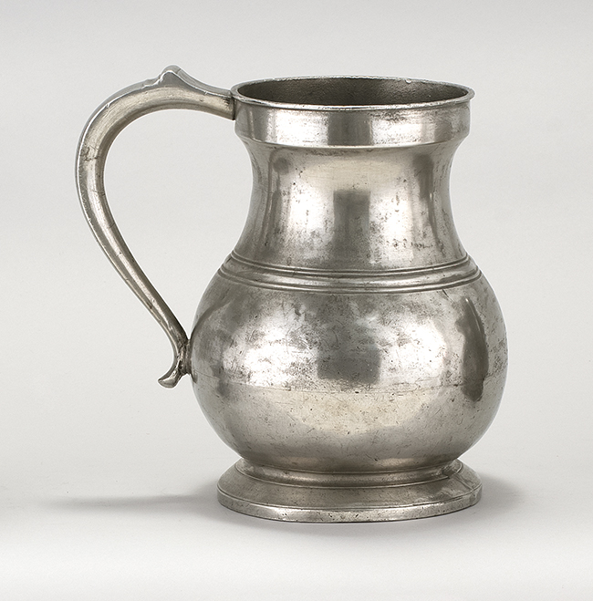 Appraisal: ENGLISH PEWTER GALLON MEASURE th CenturyWith bulbous body Height