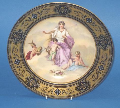 Appraisal: A VIENNA CABINET PLATE the central panel painted with classical