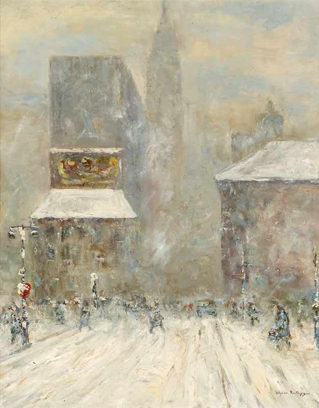 Appraisal: Johann Berthelsen - New York NY Madison Square in Winter