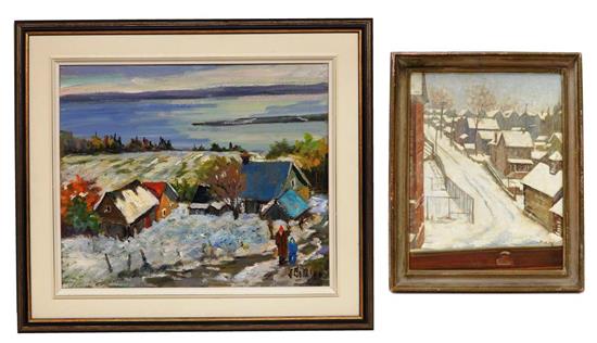 Appraisal: Two th C winter landscapes H Roth th C oil