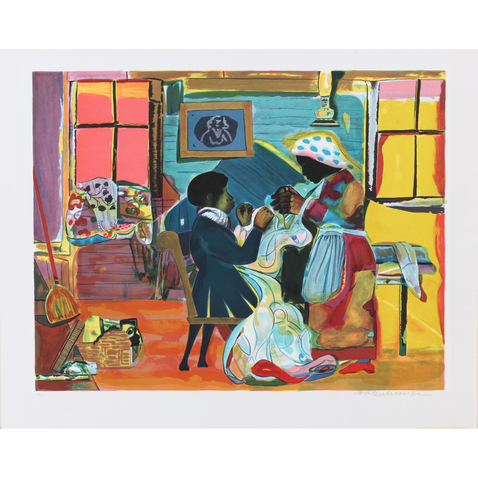 Appraisal: Romare Bearden Am - Quilting Time color lithograph on wove