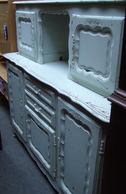 Appraisal: A Louis XV style grey painted buffet the upper with