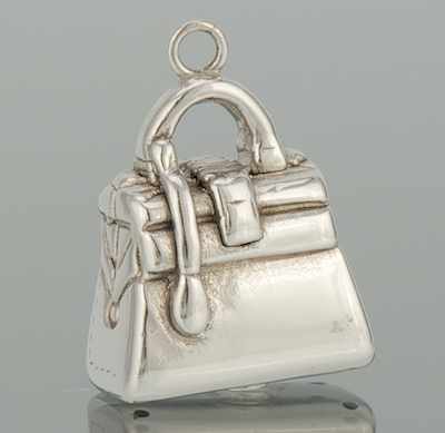 Appraisal: A White Gold Handbag Charm k white gold charm pendant