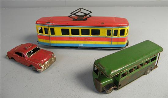 Appraisal: Triang 'Minctoys' clockwork bus clockwork fire chiefs car and an