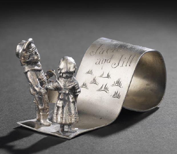 Appraisal: Rare Jack and Jill Silverplate Figural Napkin Ring fourth quarter