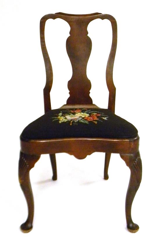 Appraisal: Side chair Queen Anne American early elements with restorations walnut