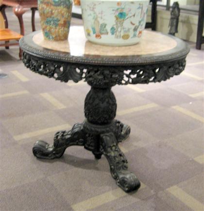 Appraisal: Large Chinese hongmu and pink marble center table late th