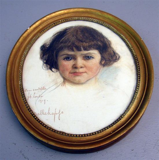 Appraisal: Oval portrait of a young girl indistinctly signed and dated