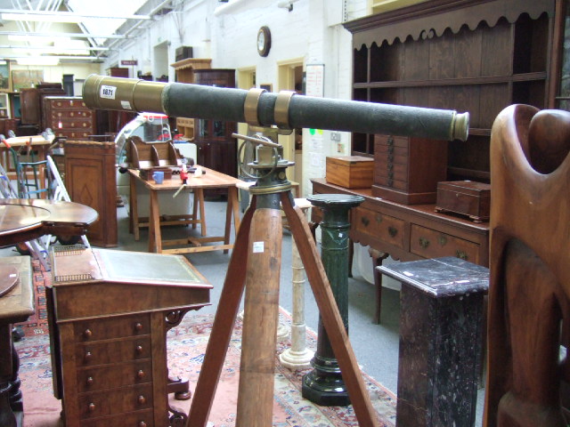 Appraisal: A single drawer brass telescope late th century early th