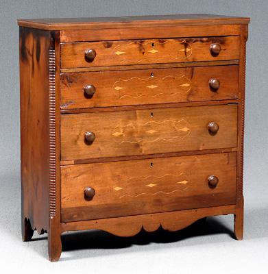 Appraisal: Tennessee inlaid walnut chest poplar and yellow pine secondary molded