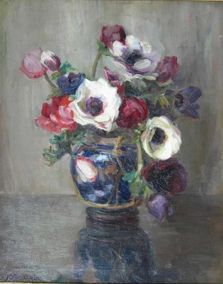 Appraisal: KATE WYLIE SCOTTISH - STILL WITH ANEMONES Signed oil on