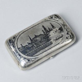 Appraisal: Russian Silver and Niello Cigarette Case Moscow c maker's mark