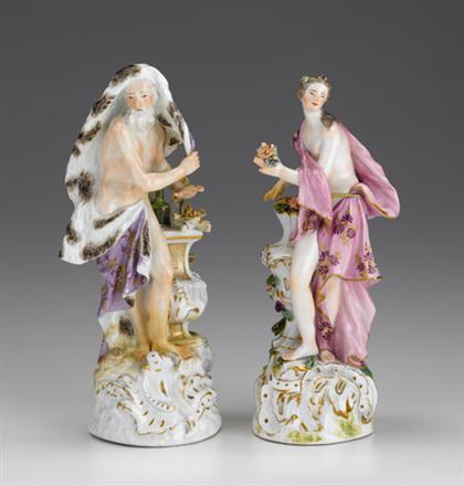 Appraisal: Two Meissen porcelain figures emblematic of Winter and Spring th