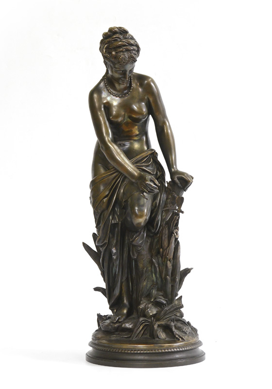 Appraisal: GREGOIRE Jean-Louis French - Partially Clad Beauty Catching Butterflies Bronze