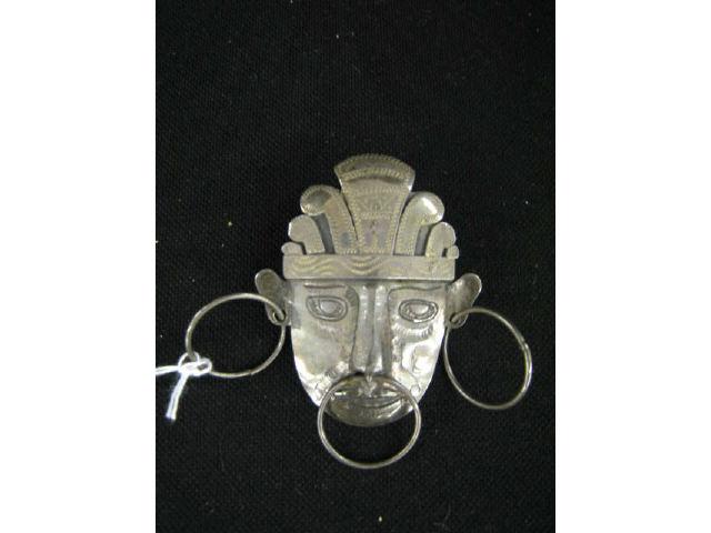 Appraisal: Hector Aguilar Mexican Sterling Pin or Brooch Aztec style bust