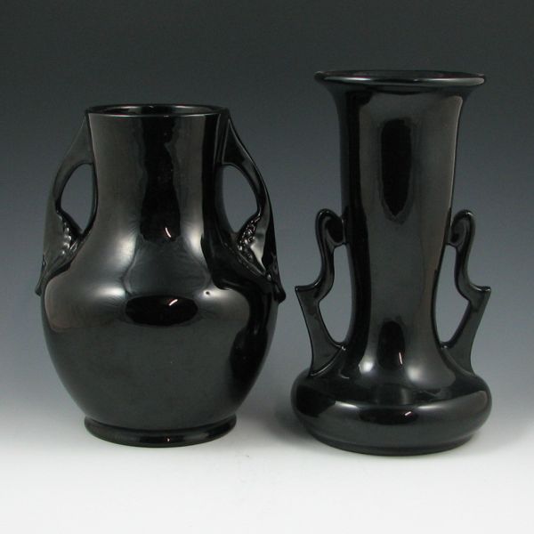 Appraisal: Two Roseville Rosecraft Black vases including a - Tuscany shape