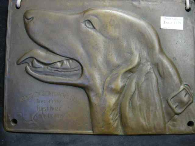 Appraisal: Bronzed Dog Plaque trophy ''Waymouth Sportsmen's Club Sept First Prize