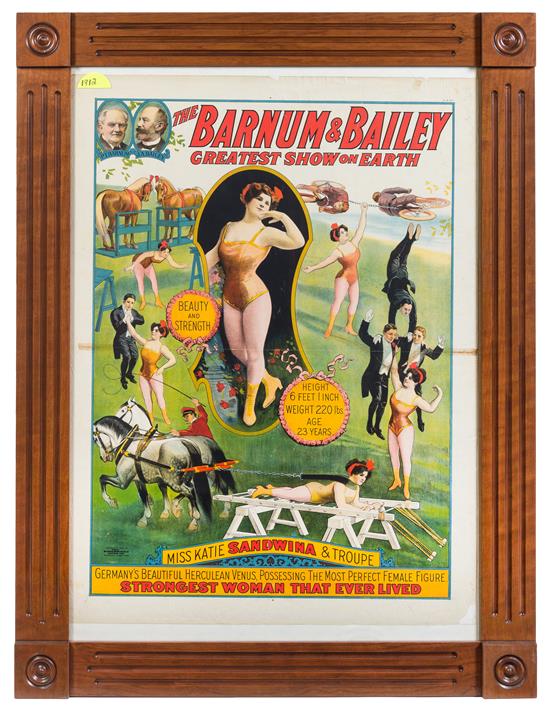 Appraisal: Sale Lot CIRCUS BARNUM AND BAILEY Poster Katie Sandwina Beauty