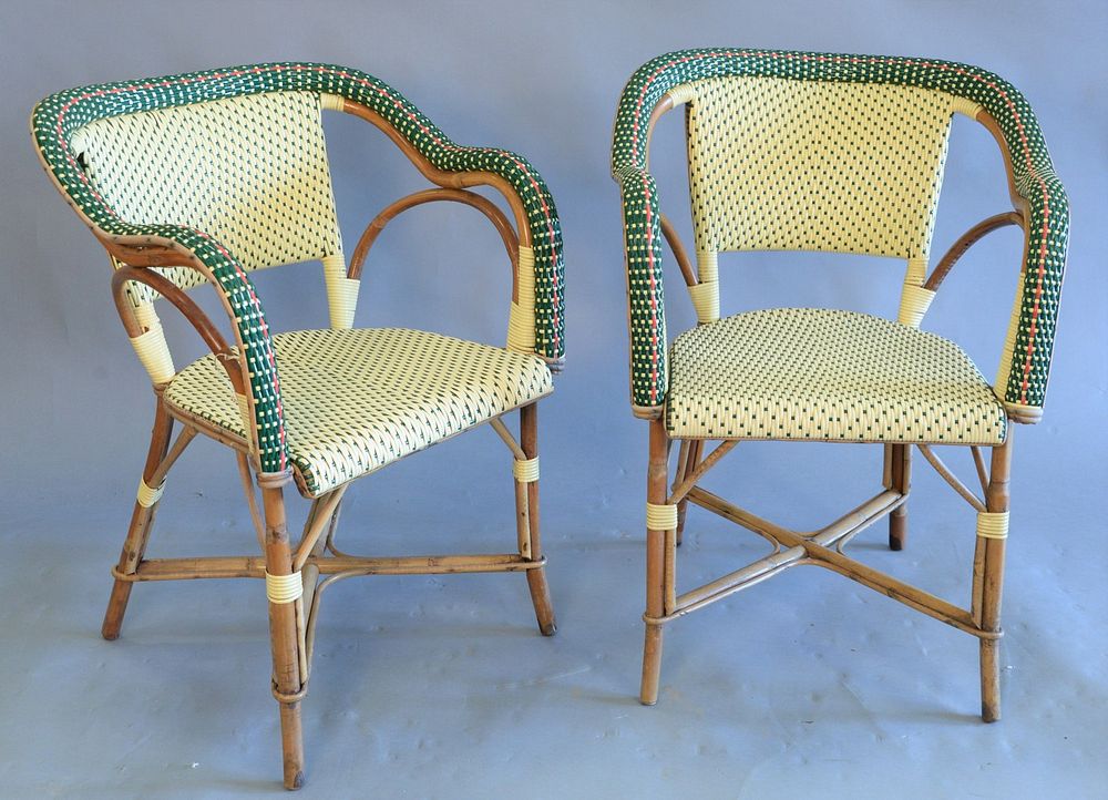 Appraisal: Set of six Maison Drucker Rattan side chairs x x