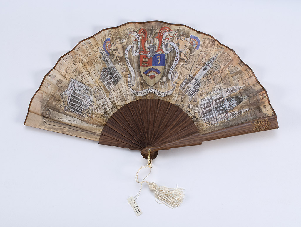 Appraisal: THE MILLENNIUM FAN Double-sided cambric leaf printed on one side