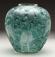 Appraisal: R LALIQUE PERRUCHES VASE Beautiful Lalique vase in Perruches pattern