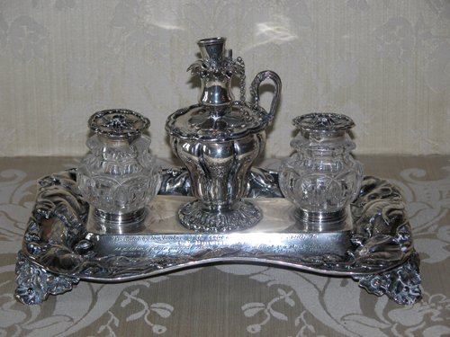 Appraisal: Title William IV Sterling Inkstand in pieces Date Medium sterling