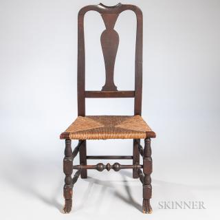 Appraisal: Carved Tiger Maple and Maple Side Chair Massachusetts mid- th