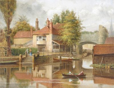 Appraisal: W T Davey late th Century Pull's Ferry Norwich Signed