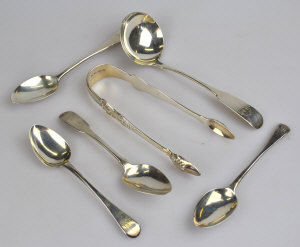 Appraisal: A pair of Victorian Irish silver Queen's pattern sugar tongs