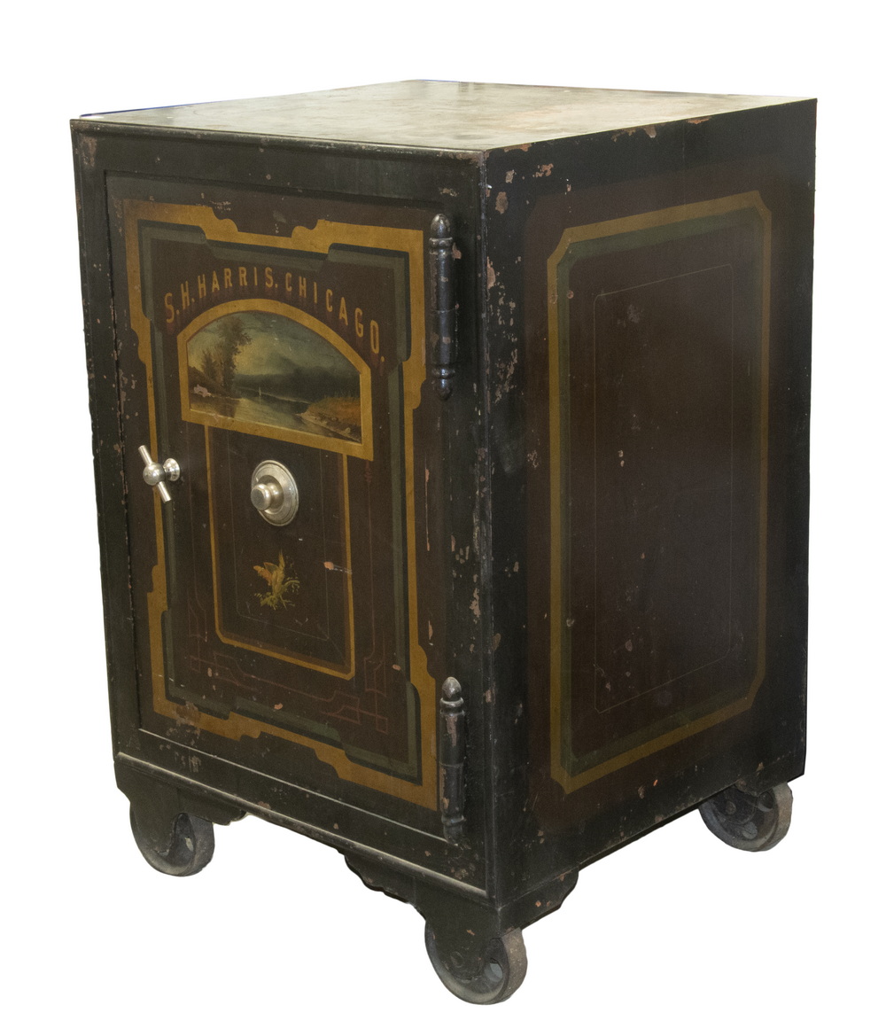 Appraisal: TH C CAST IRON SAFE Large Painted Floor Safe by